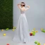 Chic / Beautiful Grey Evening Dresses  2017 A-Line / Princess U-Neck Tulle Appliques Backless Beading Evening Party Formal Dresses