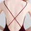 Modest / Simple Floor-Length / Long Burgundy Evening Dresses  2018 A-Line / Princess V-Neck X-Strap Backless Evening Party Formal Dresses