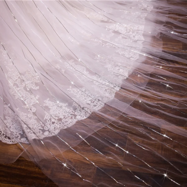 Luxury / Gorgeous White Cathedral Train Wedding Tulle Beading Sequins Wedding Veils 2018
