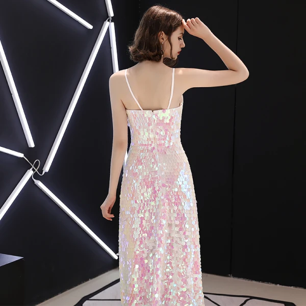Sparkly Bling Bling Candy Pink Short Cocktail Dresses 2018 A-Line / Princess V-Neck Beading Sequins Polyester Cocktail Party Formal Dresses