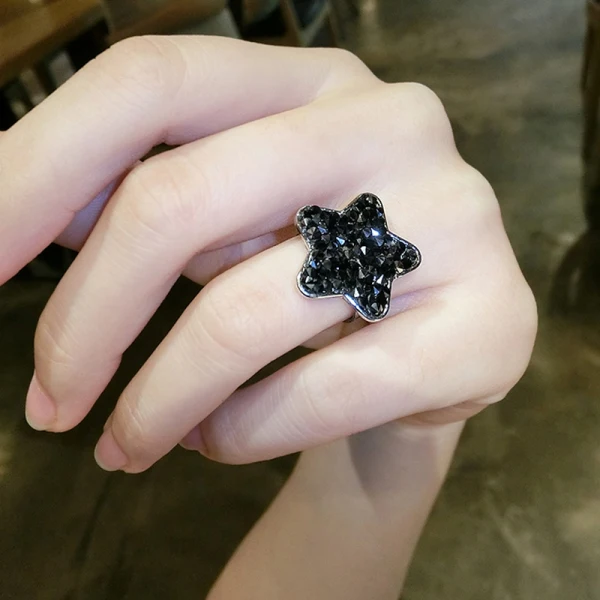 Modern / Fashion Black Crystal Star Hope Lucky Ring Dancing Rave Club Rings 2019 Accessories