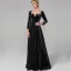 Modest / Simple Black Evening Dresses  2020 A-Line / Princess Floor-Length / Long Long Sleeve V-Neck Velour Solid Color Cocktail Party Evening Party Formal Dresses