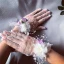 Fine Hvit Brudehansker 2020 Appliques Blomst Perle Tyll Ball Bryllup Tilbehør