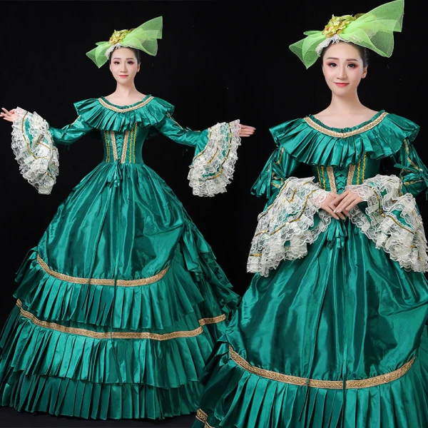Vintage / Retro Medieval Grape Ball Gown Prom Dresses 2021 U-Neck Floor-Length / Long Long Sleeve Crossed Straps Embroidered Cosplay Prom Formal Dresses