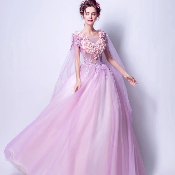 Chic / Beautiful 2017 Purple Evening Dresses V-Neck Lace Appliques Backless Handmade Ball Gown Prom Dresses