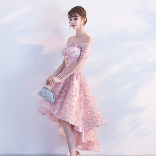 Fine 2017 Rødmende Rosa Cocktailkjoler Prinsesse Blonder Appliques Strapless Ryggløse Selskapskjoler
