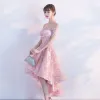 Chic / Beautiful 2017 Blushing Pink Cocktail Dresses A-Line / Princess Lace Appliques Strapless Backless Evening Dresses