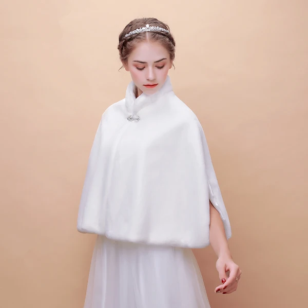 Blanche Hiver Col Haut Fausse Fourrure Mariage Promo Manteaux / vestes 2017