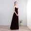 Modest / Simple Floor-Length / Long Burgundy Evening Dresses  2018 A-Line / Princess V-Neck X-Strap Backless Evening Party Formal Dresses