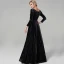 Modest / Simple Black Evening Dresses  2020 A-Line / Princess Floor-Length / Long Long Sleeve V-Neck Velour Solid Color Cocktail Party Evening Party Formal Dresses