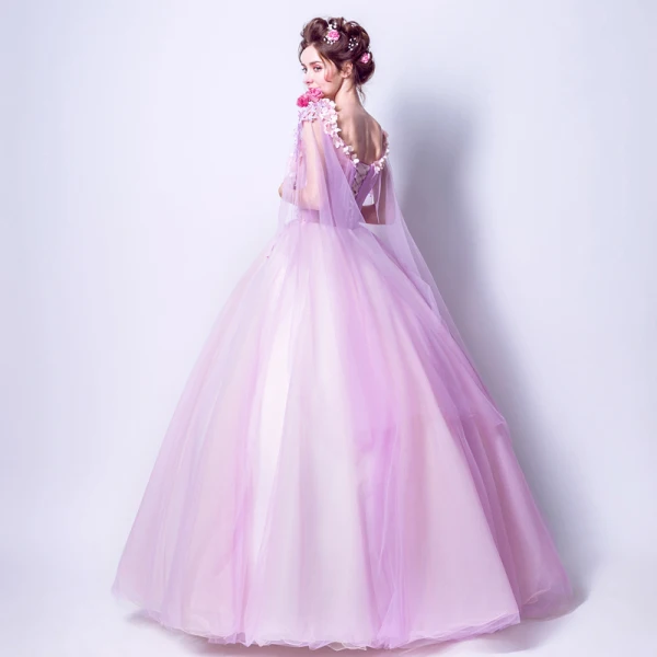 Chic / Beautiful 2017 Purple Evening Dresses V-Neck Lace Appliques Backless Handmade Ball Gown Prom Dresses