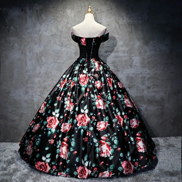 Chic / Beautiful Black Prom Dresses 2017 A-Line / Princess Strapless Backless Printing Evening Party Evening Dresses