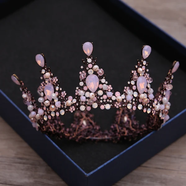 Classic Elegant Candy Pink Bridal Jewelry 2017 Metal Beading Crystal Rhinestone Headpieces Wedding Prom Accessories