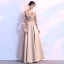 Chic / Beautiful Gold Evening Dresses  2018 A-Line / Princess Charmeuse U-Neck Beading Sequins Zipper Glitter Evening Party Formal Dresses