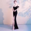 Modern / Fashion Sexy Black Floor-Length / Long Evening Dresses  2018 Trumpet / Mermaid Charmeuse Backless Beading Rhinestone Formal Dresses