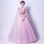 Chic / Beautiful 2017 Purple Evening Dresses  V-Neck Lace Appliques Backless Handmade  Ball Gown Prom Dresses