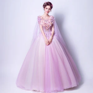 Schöne 2017 Violett Abendkleider V Ausschnitt Spitze Applikationen Rückenfreies Handgefertigt Ballkleid Ballkleider