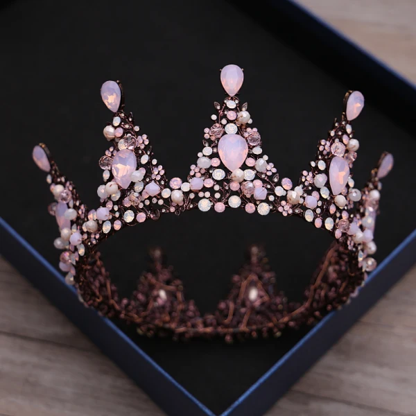 Classic Elegant Candy Pink Bridal Jewelry 2017 Metal Beading Crystal Rhinestone Headpieces Wedding Prom Accessories
