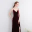 Modest / Simple Floor-Length / Long Burgundy Evening Dresses  2018 A-Line / Princess V-Neck X-Strap Backless Evening Party Formal Dresses