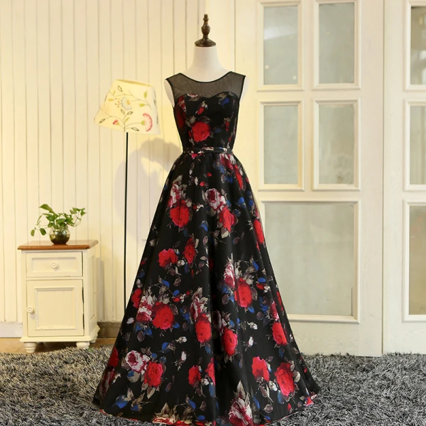 Flower Fairy Multi-Colors Floor-Length / Long Evening Dresses 2018 A-Line / Princess U-Neck Charmeuse Backless Printing Evening Party Prom Dresses Flower Fairy Multi-Colors Floor-Length / Long Evening Dresses 2018 A-Line / Princess U-Neck Charmeuse Backless Printing Evening Party Prom Dresses