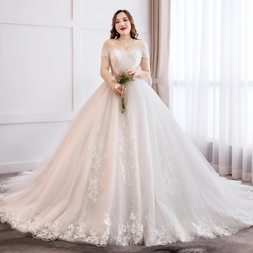 Moderne Mode Blanche Grande Taille Robe Boule Robe De Mariée 2019 Tulle Dentelle Appliques Dos Nu Brodé Bustier Cathedral Train Mariage
