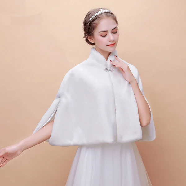 Blanche Hiver Col Haut Fausse Fourrure Mariage Promo Manteaux / vestes 2017