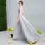 Chic / Beautiful Grey Evening Dresses  2017 A-Line / Princess U-Neck Tulle Appliques Backless Beading Evening Party Formal Dresses