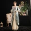 Vintage / Retro Medieval Multi-Colors Ball Gown Prom Dresses 2021 Zipper Up 1/2 Sleeves U-Neck Floor-Length / Long 3D Lace Beading Flower Printing Cosplay