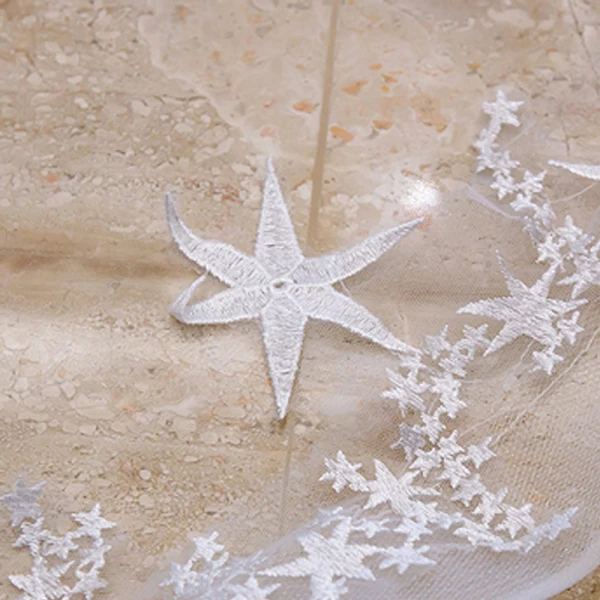 Chic / Belle Blanche Voile De Mariée 2020 Dentelle Tulle Appliques Chapel Train Mariage Accessorize