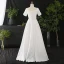 Unique Weiß Übergröße Brautkleider / Hochzeitskleider 2020 A Linie Lange Kurze Ärmel U-Ausschnitt Handgefertigt Perlenstickerei Applikationen Rückenfreies Perle Hochzeit
