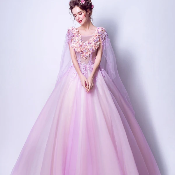 Chic / Beautiful 2017 Purple Evening Dresses V-Neck Lace Appliques Backless Handmade Ball Gown Prom Dresses