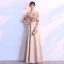 Chic / Beautiful Gold Evening Dresses  2018 A-Line / Princess Charmeuse U-Neck Beading Sequins Zipper Glitter Evening Party Formal Dresses