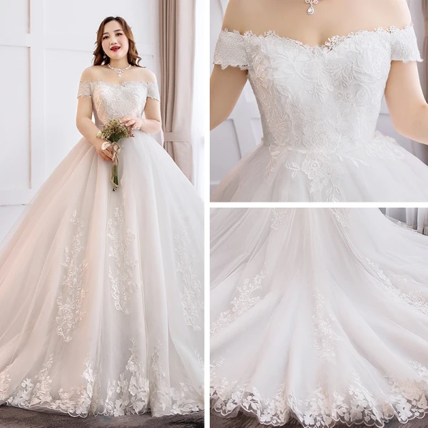 Modern / Fashion White Plus Size Ball Gown Wedding Dresses 2019 Tulle Lace Appliques Backless Embroidered Strapless Cathedral Train Wedding