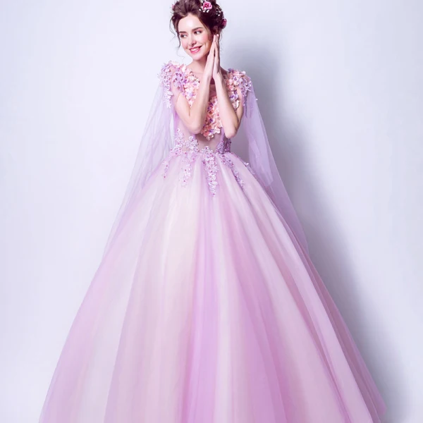 Chic / Beautiful 2017 Purple Evening Dresses V-Neck Lace Appliques Backless Handmade Ball Gown Prom Dresses