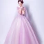 Chic / Beautiful 2017 Purple Evening Dresses  V-Neck Lace Appliques Backless Handmade  Ball Gown Prom Dresses