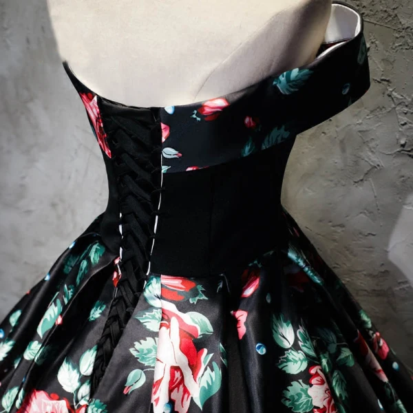 Chic / Beautiful Black Prom Dresses 2017 A-Line / Princess Strapless Backless Printing Evening Party Evening Dresses