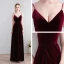 Modest / Simple Floor-Length / Long Burgundy Evening Dresses  2018 A-Line / Princess V-Neck X-Strap Backless Evening Party Formal Dresses