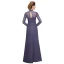 Luxury / Gorgeous Purple Mother Of The Bride Dresses 2020 A-Line / Princess Floor-Length / Long High Neck Long Sleeve Backless Embroidered Handmade  Wedding Wedding Party Dresses