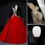 Chinese style Red Satin Prom Dresses 2022 A-Line / Princess V-Neck Long Sleeve Backless Floor-Length / Long Formal Dresses