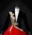 Chinese style Red Satin Prom Dresses 2022 A-Line / Princess V-Neck Long Sleeve Backless Floor-Length / Long Formal Dresses