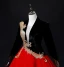 Chinese style Red Satin Prom Dresses 2022 A-Line / Princess V-Neck Long Sleeve Backless Floor-Length / Long Formal Dresses