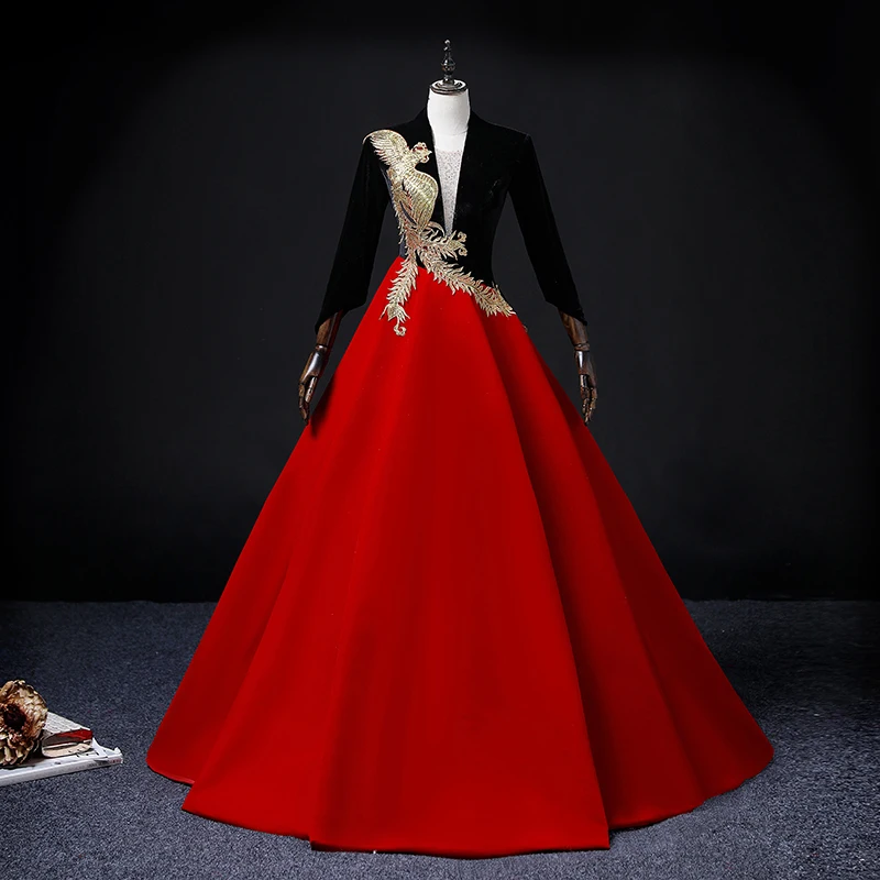 slim fit dress slacks Maxine Bespoke Dress | Modern Red & Gold Chinese Wedding Dress