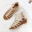 Vintage / Retro Roman Summer Brown Street Wear Womens Sandals 2022 5 cm Wedges T-Strap Open / Peep Toe Sandals