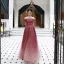 Chic / Beautiful Burgundy Handmade  Beading Evening Dresses 2022 A-Line / Princess Off-The-Shoulder Short Sleeve Sash Backless Floor-Length / Long Formal Dresses