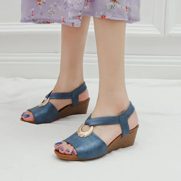 Chic / Beautiful Black Street Wear Womens Sandals 2022 5 cm Wedges Open / Peep Toe Sandals