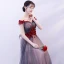 Chic / Beautiful Grey Prom Dresses 2019 A-Line / Princess Off-The-Shoulder Short Sleeve Appliques Flower Beading Floor-Length / Long Ruffle Backless Formal Dresses