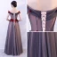 Chic / Beautiful Grey Prom Dresses 2019 A-Line / Princess Off-The-Shoulder Short Sleeve Appliques Flower Beading Floor-Length / Long Ruffle Backless Formal Dresses
