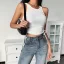 Fashion Women White Solid Color Tight  Tank T-Shirts 2021 Lace Up Strapless Night Out Summer Street Wear Tops