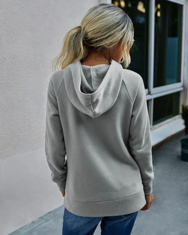 Comfortable Casual Women Tops Green Hoodies 2021 Solid Color Loose Hooded Street Wear Fall Winter Long Sleeve Sweatshirts
