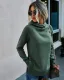 Comfortable Casual Women Tops Green Hoodies 2021 Solid Color Loose Hooded Street Wear Fall Winter Long Sleeve Sweatshirts